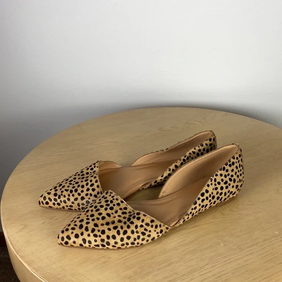 J. Crew Zoe Leopard Print Calf Hair d'Orsay Flats Women's 9.5 Business Casual - Picture 5 of 8